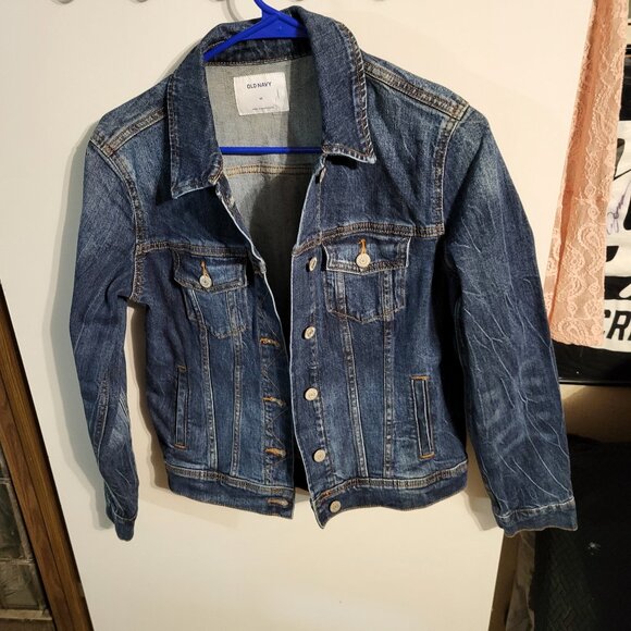 Old Navy Jackets & Blazers - WOMANS OLD NAVY DARK BLUE DENIM JEAN JACKET SZ M